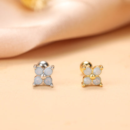 Simple Style Heart Shape Flower Stainless Steel Plating Inlay Zircon Ear Studs 1 Piece