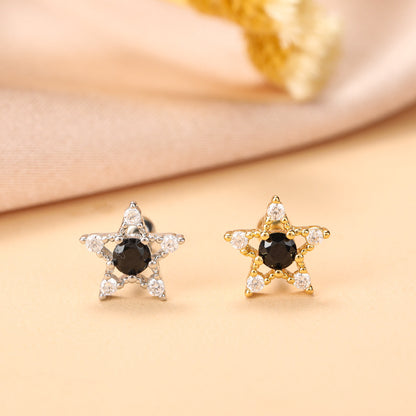 Simple Style Heart Shape Flower Stainless Steel Plating Inlay Zircon Ear Studs 1 Piece