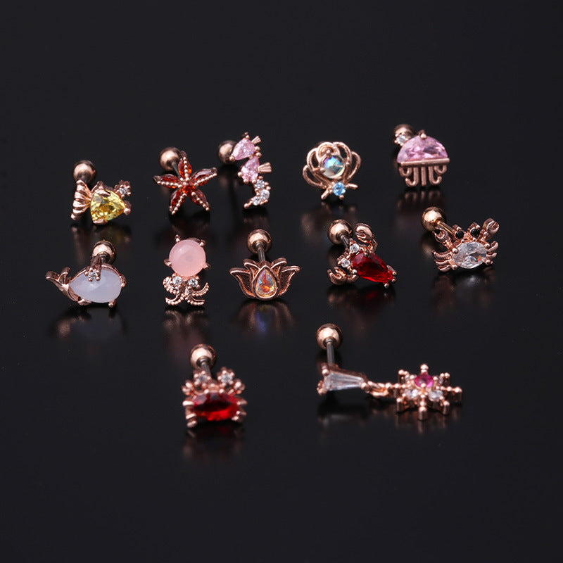 Fashion Ocean Series Copper Inlaid Zircon Earrings Wholesale