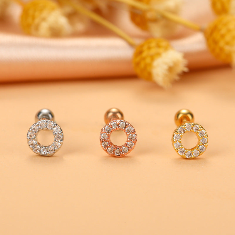 Fashion Flower Airplane Stainless Steel Copper Plating Inlay Zircon Ear Studs 1 Piece