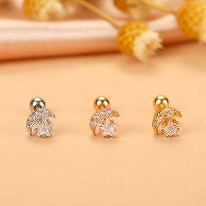 Fashion Flower Airplane Stainless Steel Copper Plating Inlay Zircon Ear Studs 1 Piece