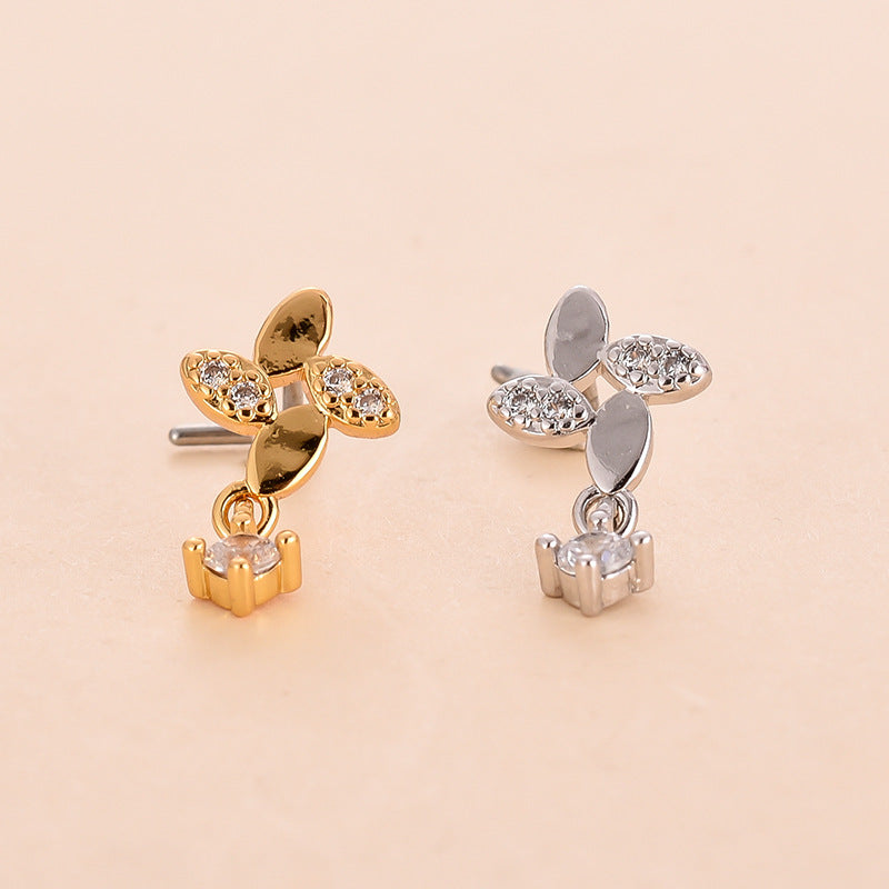 Fashion Star Metal Plating Zircon Nose Studs 1 Piece