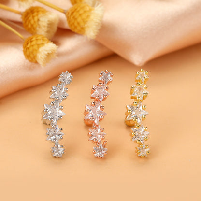 Ethnic Style Star Metal Plating Zircon Ear Studs 1 Piece