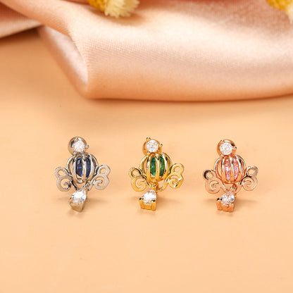 Fashion Star Heart Shape Stainless Steel Plating Zircon Ear Studs 1 Pair