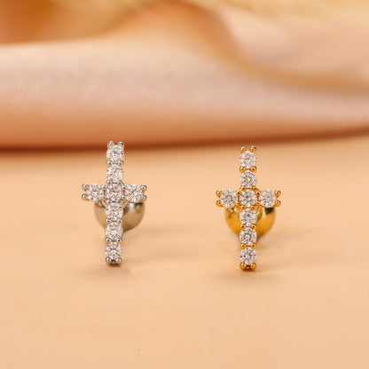 Fashion Star Moon Stainless Steel Plating Zircon Ear Studs 1 Piece