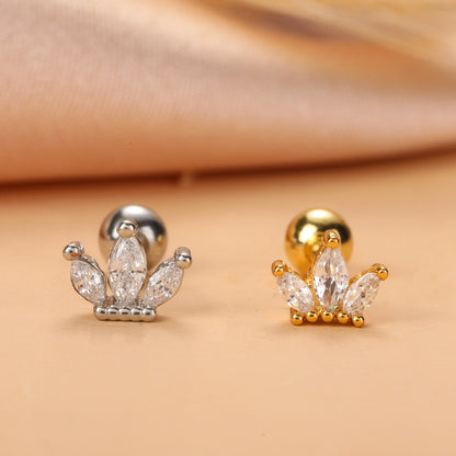 Fashion Star Moon Stainless Steel Plating Zircon Ear Studs 1 Piece