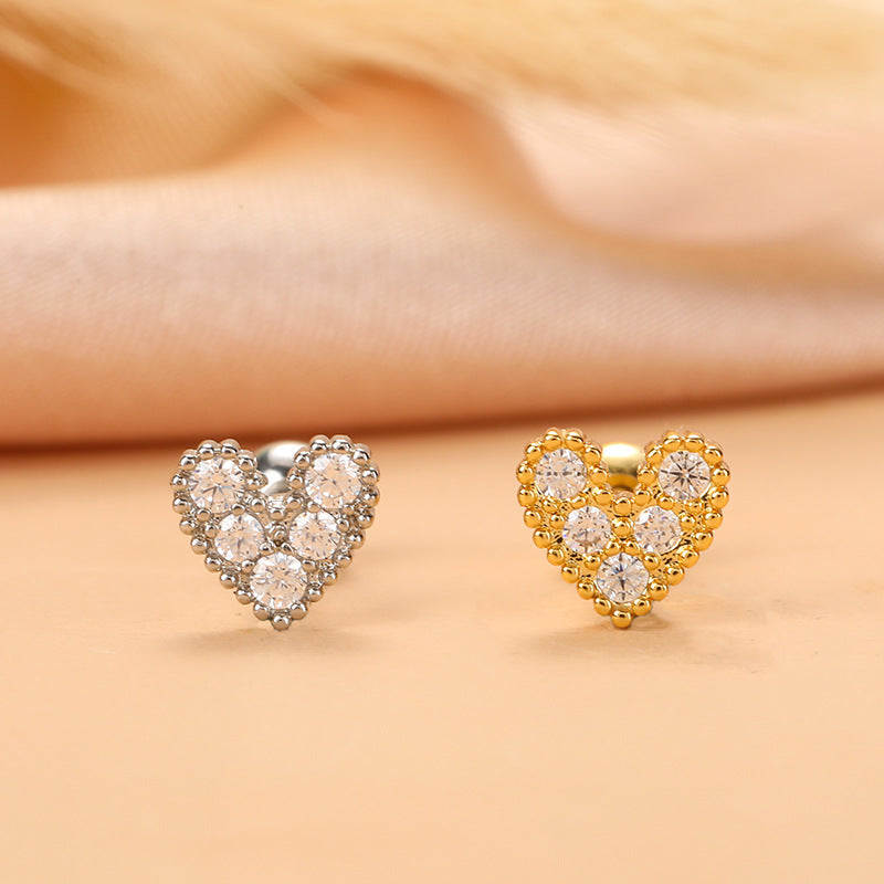 Fashion Star Moon Stainless Steel Plating Zircon Ear Studs 1 Piece