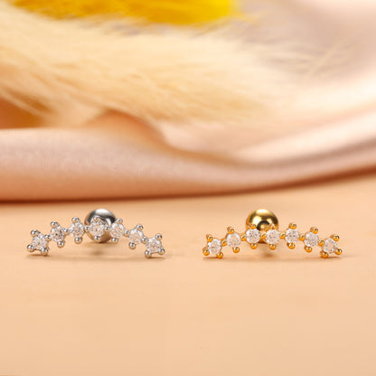 Fashion Star Moon Stainless Steel Plating Zircon Ear Studs 1 Piece