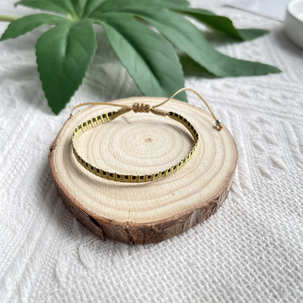 Ethnic Style Stripe Cotton Yarn Braid Unisex Bracelets