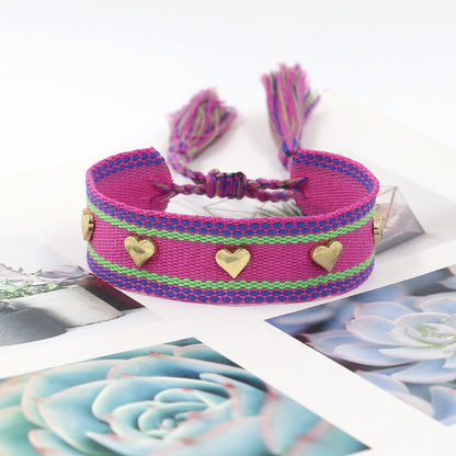 Ethnic Style Heart Shape Polyester Braid Unisex Bracelets