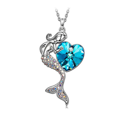 1 Piece Fashion Heart Shape Mermaid Alloy Plating Rhinestones Women's Pendant Necklace