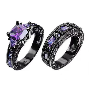 Retro Square Alloy Inlaid Zircon Rings 1 Pair