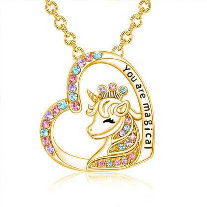 Fashion Heart Shape Unicorn Alloy Inlay Rhinestones Women's Bracelets Earrings Necklace