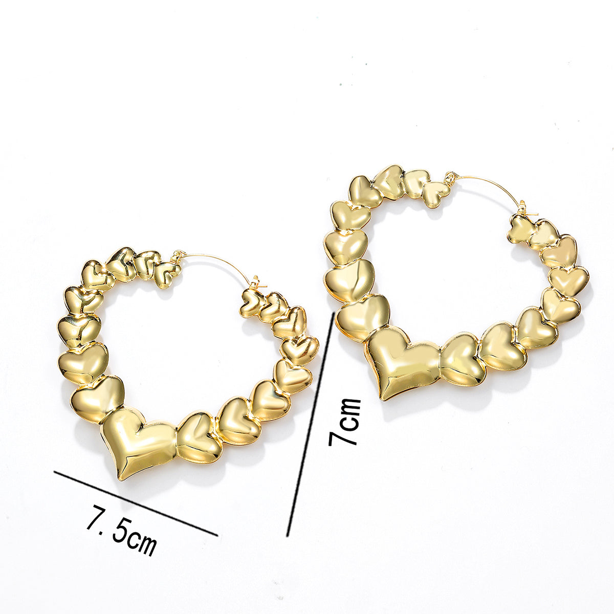 1 Pair Exaggerated Heart Shape Plating Iron 18k Gold Plated Hoop Earrings