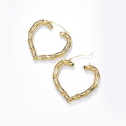 1 Pair Exaggerated Heart Shape Plating Iron 18k Gold Plated Hoop Earrings