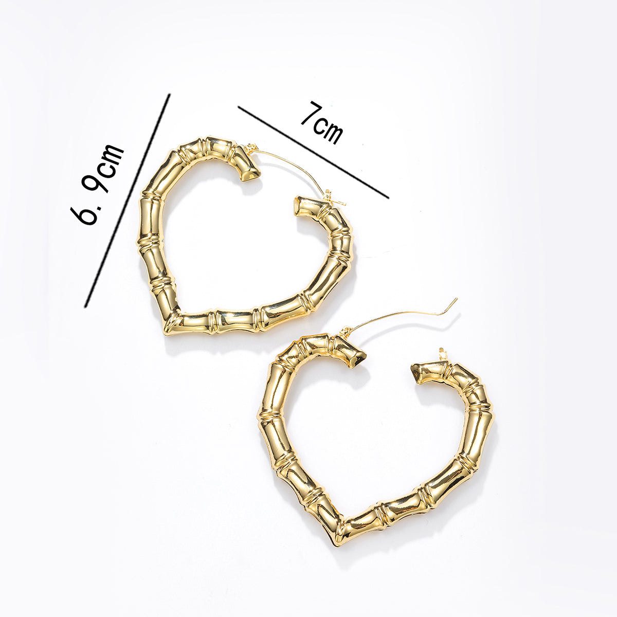 1 Pair Exaggerated Heart Shape Plating Iron 18k Gold Plated Hoop Earrings