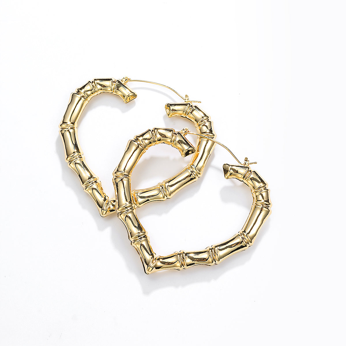 1 Pair Exaggerated Heart Shape Plating Iron 18k Gold Plated Hoop Earrings