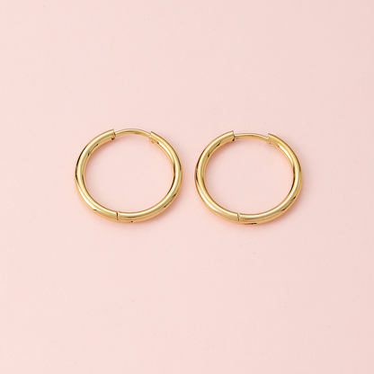 1 Pair Simple Style Circle Metal Gold Plated Women's Hoop Earrings