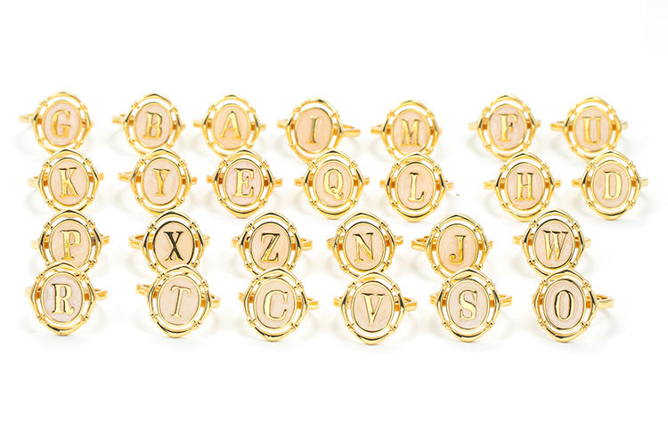 Korean Style Round Copper Gold Plated Zircon Rings 1 Piece