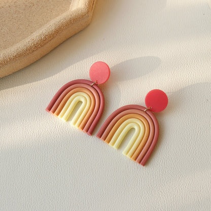 1 Pair Korean Style Rainbow Soft Clay Women's Drop Earrings