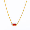 1 Piece Retro Rectangle Stainless Steel Inlay Birthstone Zircon Pendant Necklace