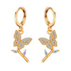 Fashion Heart Shape Butterfly Copper Inlay Zircon Earrings 1 Pair