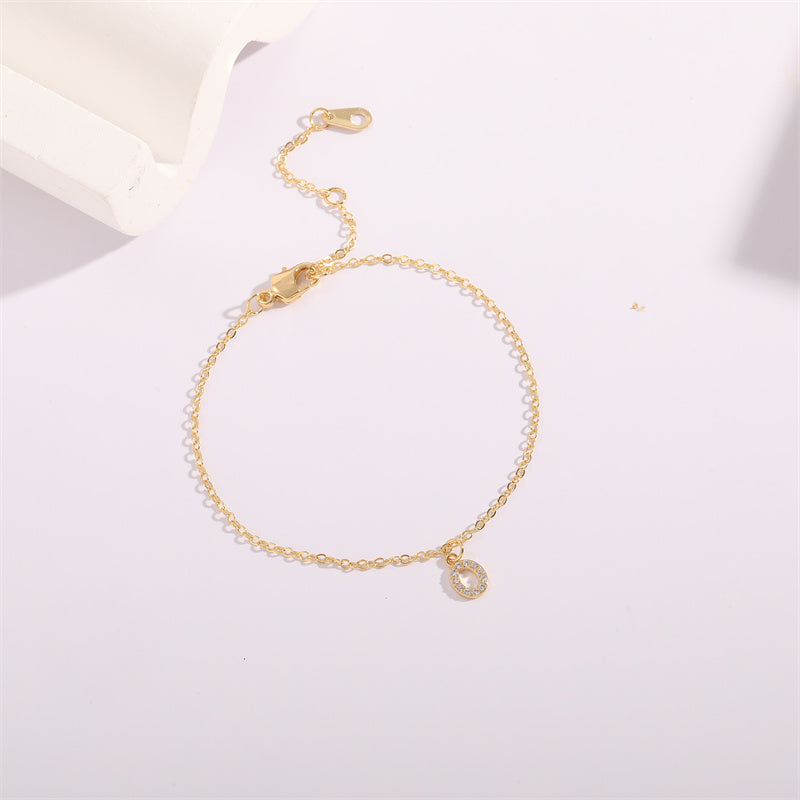 Fashion Letter Copper Gold Plated Zircon Women's Anklet 1 Piece