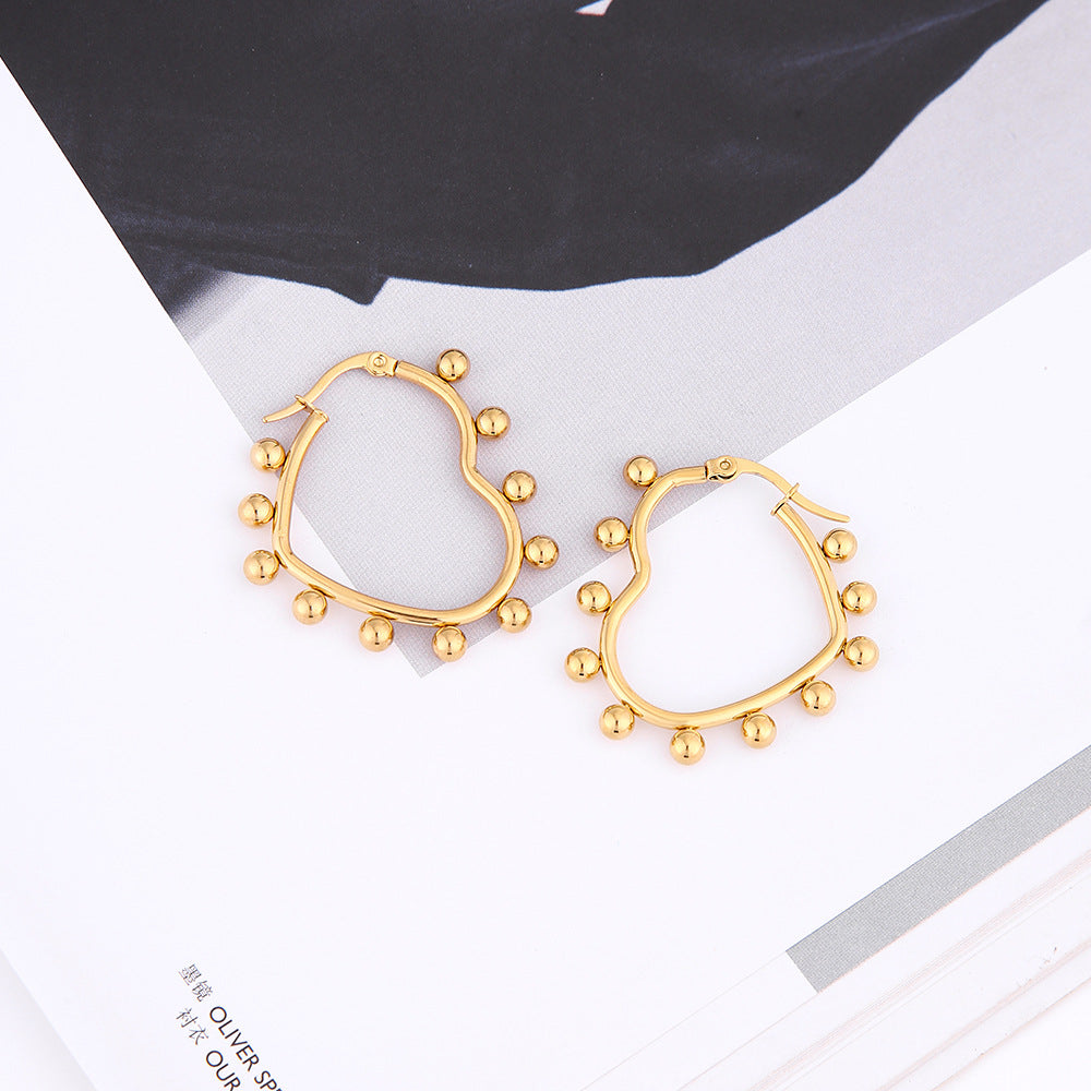 Ins Style Round Square Stainless Steel Plating Hoop Earrings 1 Pair