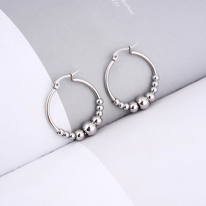 Ins Style Round Square Stainless Steel Plating Hoop Earrings 1 Pair