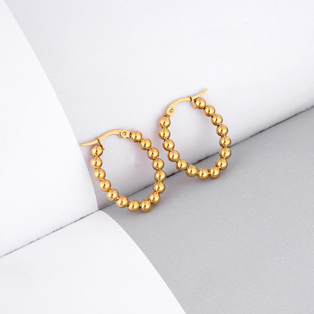 Ins Style Round Square Stainless Steel Plating Hoop Earrings 1 Pair