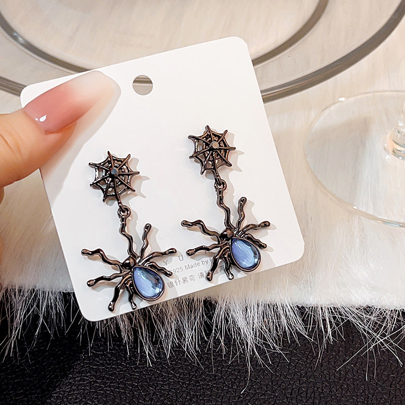 1 Pair Fashion Spider Alloy Plating Inlay Artificial Gemstones Women'S Drop Earrings