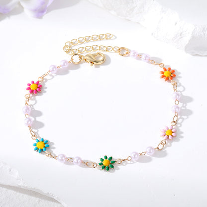 1 Piece Fashion Devil's Eye Dolphin Flower Alloy Enamel Artificial Pearls Women's Bracelets