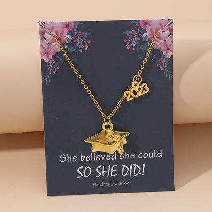 Fashion Number Graduation Cap Alloy Unisex Pendant Necklace