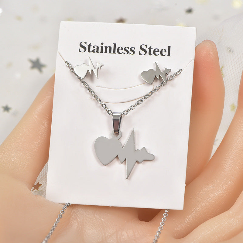 Simple Style Tortoise Star Heart Shape Stainless Steel Hollow Out Earrings Necklace 1 Set