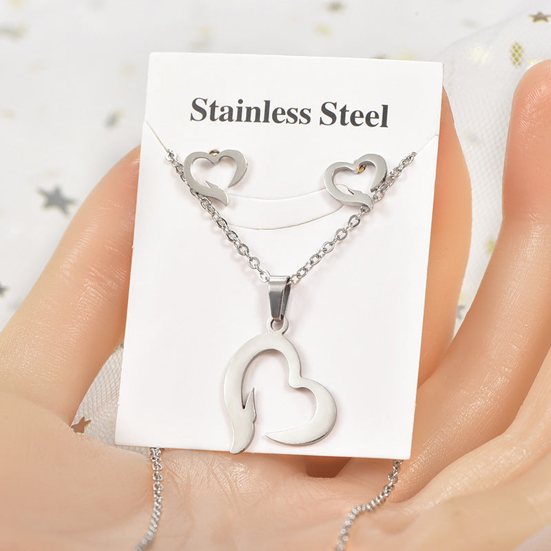 Simple Style Tortoise Star Heart Shape Stainless Steel Hollow Out Earrings Necklace 1 Set