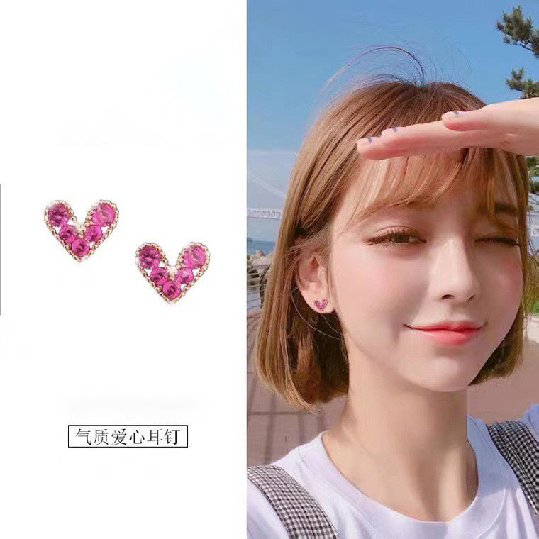 1 Pair Fashion Round Heart Shape Alloy Plating Inlay Artificial Gemstones Pearl Women's Ear Studs