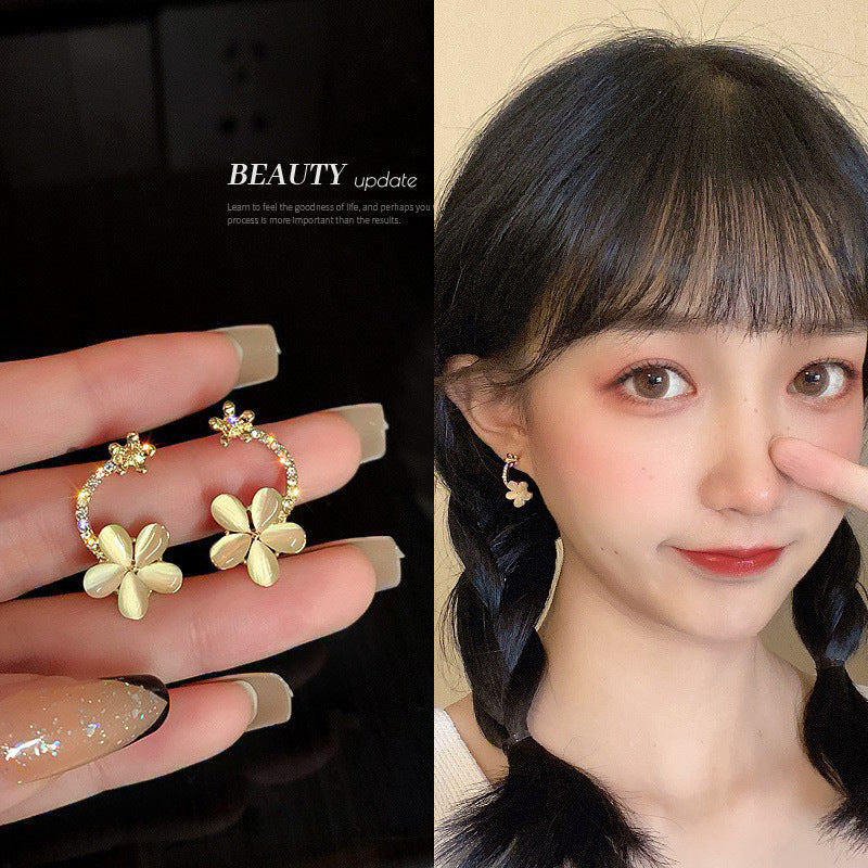 1 Pair Fashion Round Heart Shape Alloy Plating Inlay Artificial Gemstones Pearl Women's Ear Studs