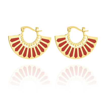 1 Pair Ig Style French Style Geometric Sector Enamel Plating Stainless Steel Titanium Steel 18k Gold Plated Earrings