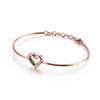 Simple Style C Shape Heart Shape Stainless Steel Hollow Out Bangle