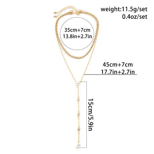 Fashion Geometric Copper Tassel Plating Zircon Necklace 1 Piece