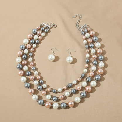 1 Set Fashion Simple Style Commute Round Artificial Pearl Plating Silver Plated Women's Necklace