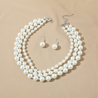 1 Set Fashion Simple Style Commute Round Artificial Pearl Plating Silver Plated Women's Necklace