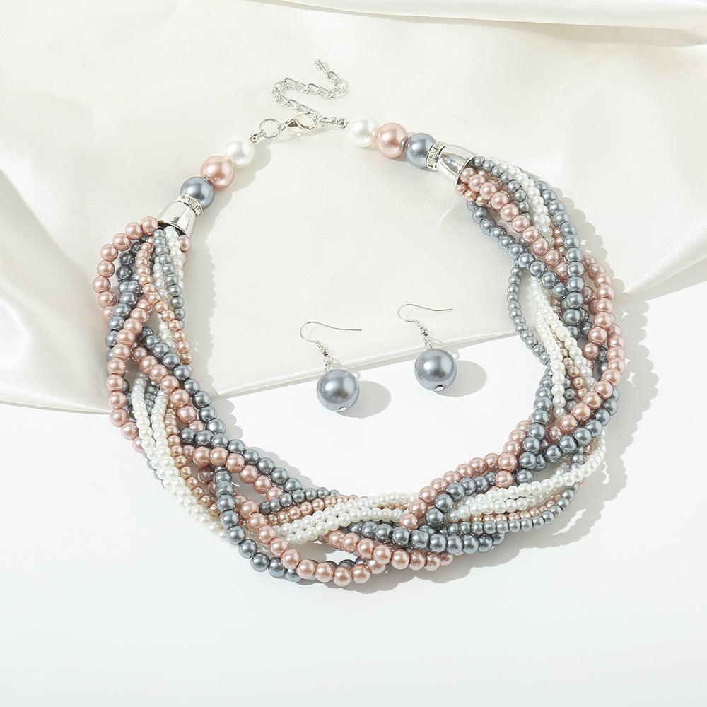 1 Set Fashion Simple Style Commute Round Pearl Plating Silver Plated Women's Choker