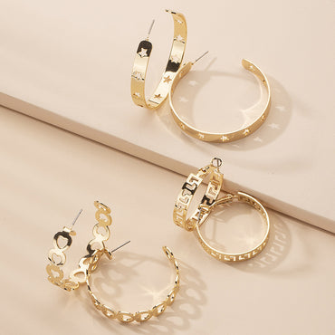 Korea C-shaped Chain Hollow Hip Hop Exaggerated Fashion Circle Earrings Wholesale Gooddiy