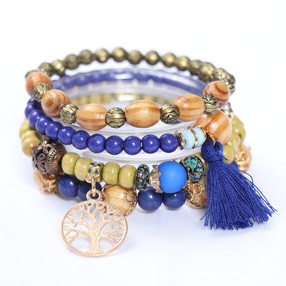 1 Set Simple Style Tree Arylic Alloy Resin Beaded Tassel Plating Women's Bracelets