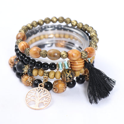 1 Set Simple Style Tree Arylic Alloy Resin Beaded Tassel Plating Women's Bracelets