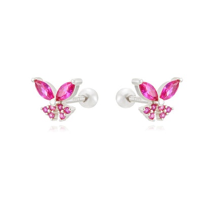 1 Pair Cute Simple Style Butterfly Plating Inlay Copper Zircon White Gold Plated Gold Plated Ear Studs