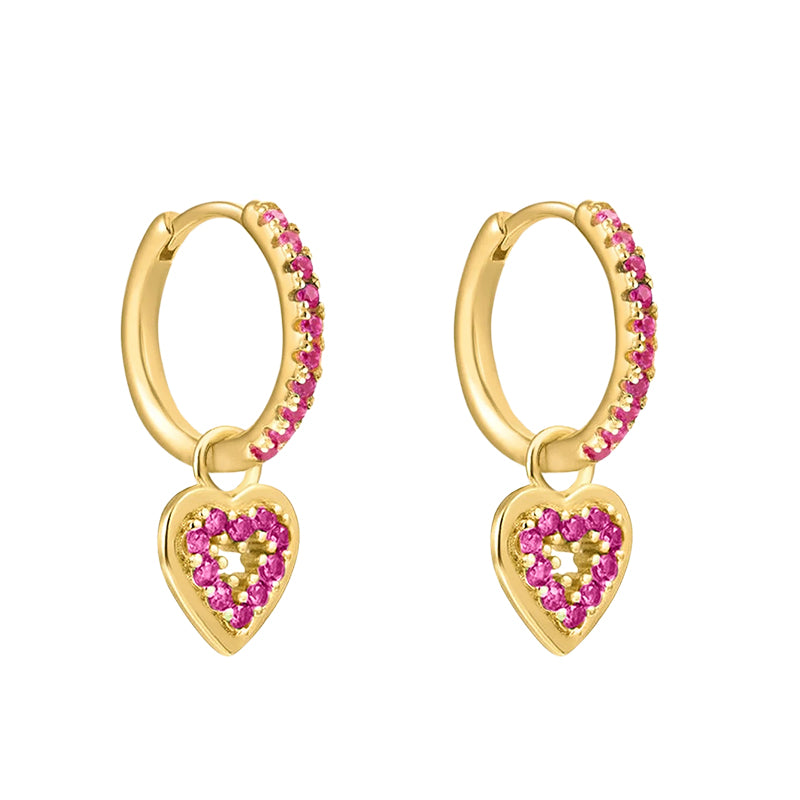1 Pair Ins Style Fashion Heart Shape Butterfly Plating Inlay Copper Zircon Gold Plated Earrings