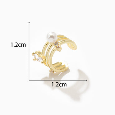 1 Piece Fashion C Shape Plating Inlay Copper Pearl Zircon Gold Plated Silver Plated Ear Clips