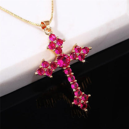 1 Piece Fashion Cross Alloy Plating Zircon Women's Necklace